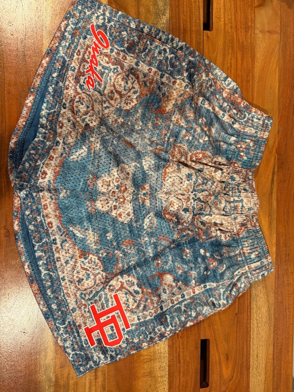 Inaka Power Blue Rug Print Shorts - Picture 3 of 4